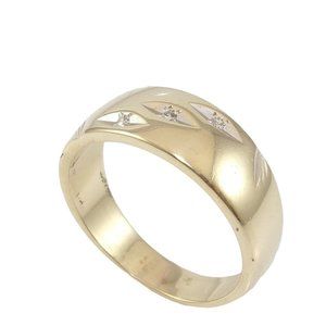 Solid14K Yellow Gold Natural Diamond Accent Diamond Cut Wedding Band Ring Size 7